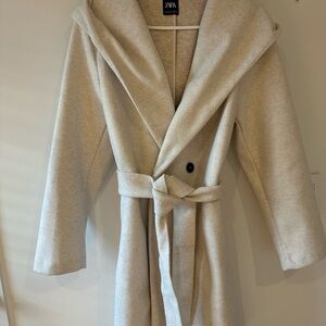 Zara Women's Beige Hooded Trench Coat